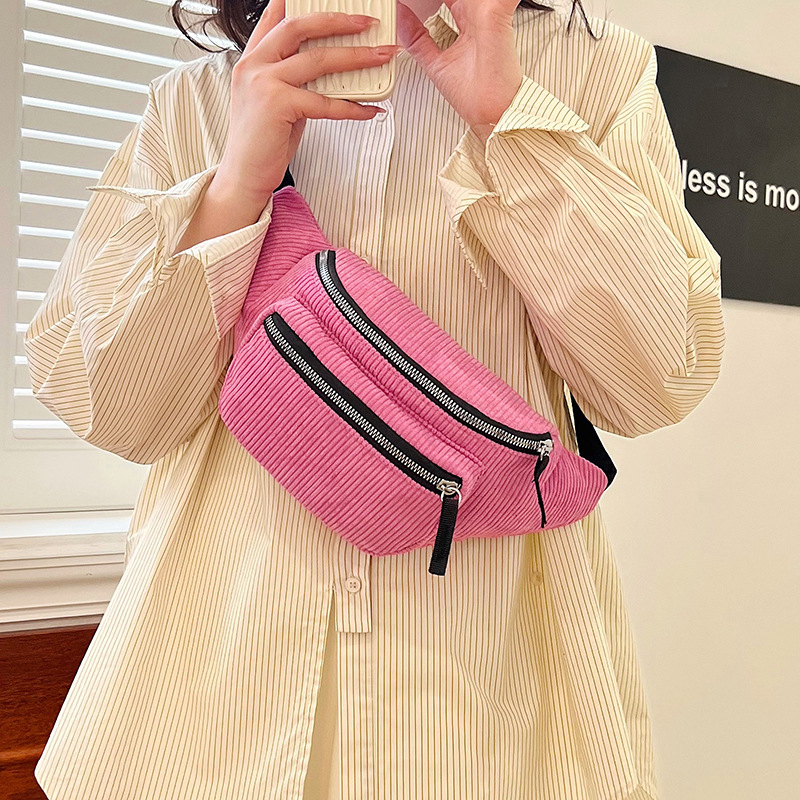 Uniszex deréktáska – Városi egyszerű stílus; Corduroy anyag; Poliészter bélés; Cipzáras nyitás; Telefontok