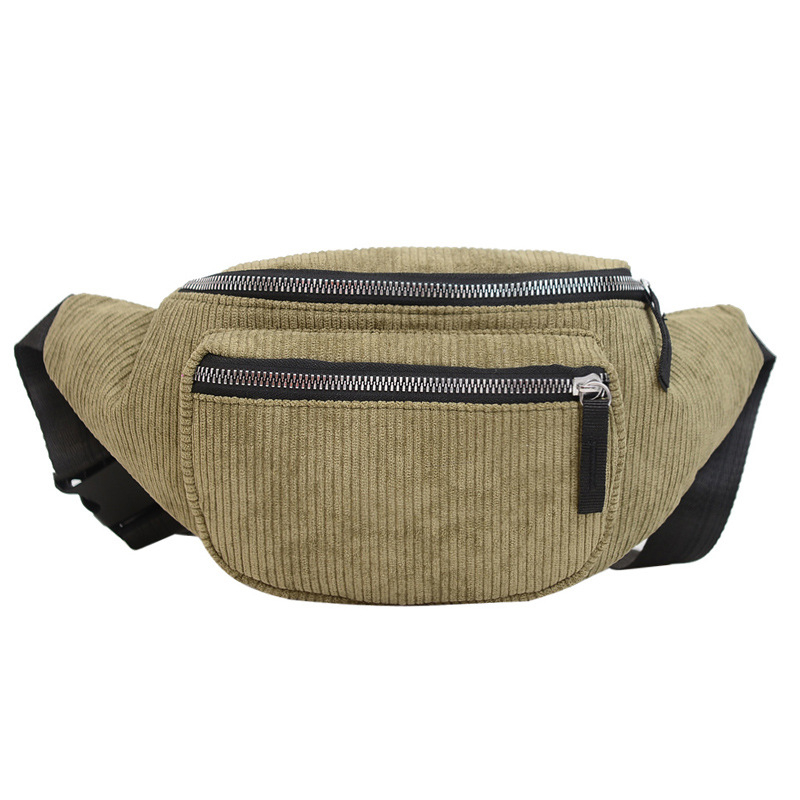 Uniszex deréktáska – Városi egyszerű stílus; Corduroy anyag; Poliészter bélés; Cipzáras nyitás; Telefontok