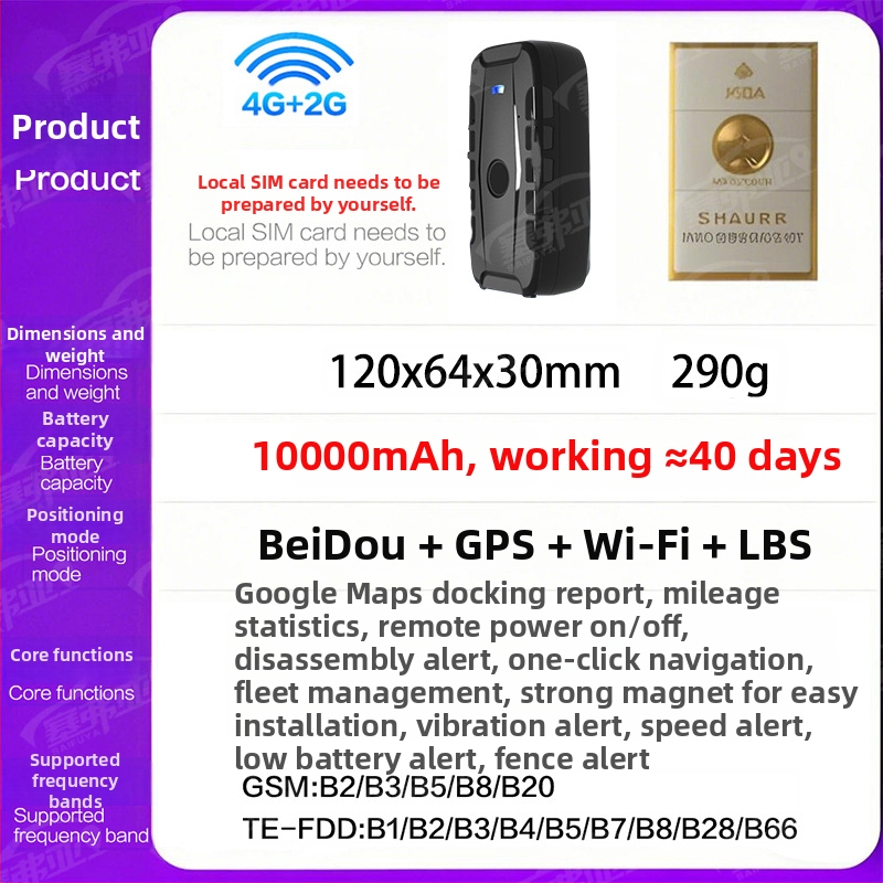 GPS tracker, locator bez instalacije, 20000mAh baterija, točnost GPS 3m, vodootporan (Podrška kartama Baidu/AMAP/Google, trajanje baterije 365 dana)