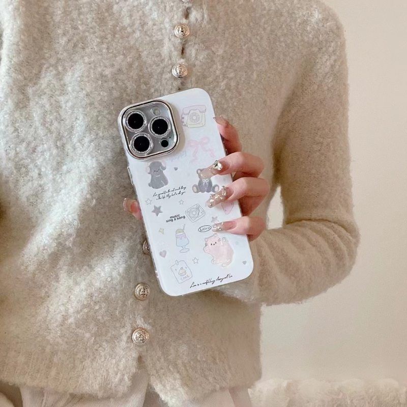 TPU stražnja maska za iPhone, Ins stil, dizajn Girls Heart Strawberry Bear Puppy, otporno na habanje i padove, kompatibilna s iPhone 11/12/13/14 Pro/Pro Max