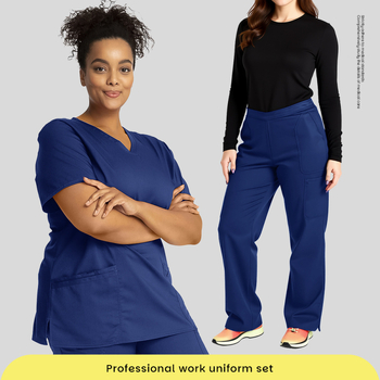 Unisex set scrubs s kratkim rukavima, V-izrez, brzo upijajući materijal, poliester/spandeks (90–95%), gornji dio i donji dio