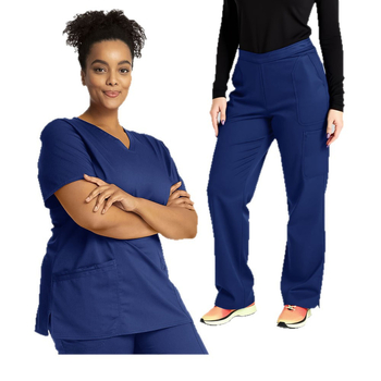 Unisex set scrubs s kratkim rukavima, V-izrez, brzo upijajući materijal, poliester/spandeks (90–95%), gornji dio i donji dio