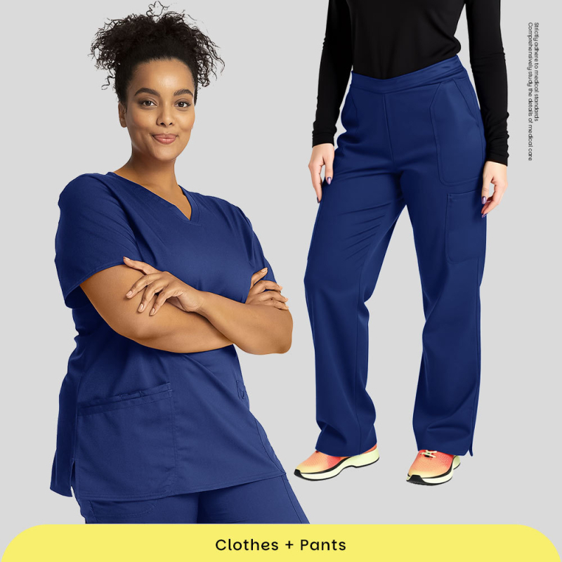 Unisex set scrubs s kratkim rukavima, V-izrez, brzo upijajući materijal, poliester/spandeks (90–95%), gornji dio i donji dio