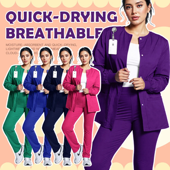 Unisex orvosi scrub ruha V-nyakú, poliészter-spandex keverék, nedvességelvezető, hossz 50–65 cm