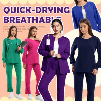 Unisex orvosi scrub ruha V-nyakú, poliészter-spandex keverék, nedvességelvezető, hossz 50–65 cm