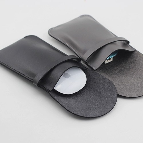 Husă protectoare din piele pentru Apple Magic Mouse 2, cu spațiu de depozitare și protecție anti-zgârieturi