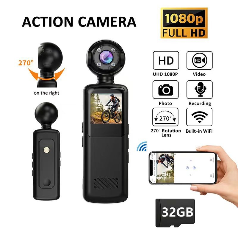 Sportska i avanturistička akcijska kamera uz Wi‑Fi, 1080p, elektronička stabilizacija slike, noćni način, podrška microSD kartici