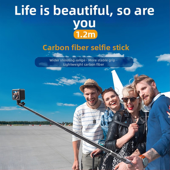 Selfie stick monopodas GoPro ir Insta360 – rankinis veiksmo kamerai monopodas, be Bluetooth