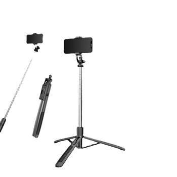 Kindallon Q05 Bluetooth selfie stick kinyitható LED világítással és padlón álló háromlábú állvánnyal élő közvetítéshez