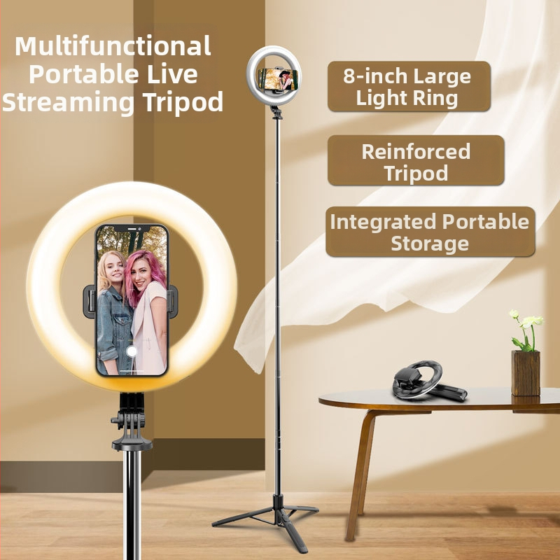 Kindallon Q05 Bluetooth selfie tyč s rozšíriteľným LED svetlom a podlahovým trojnožkom pre živé vysielanie