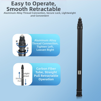 Anglies pluošto selfie lazda Insta360 One X2/X3 ir GoPro — teleskopinė, 4 skyriai, maksimali apkrova iki 2 kg