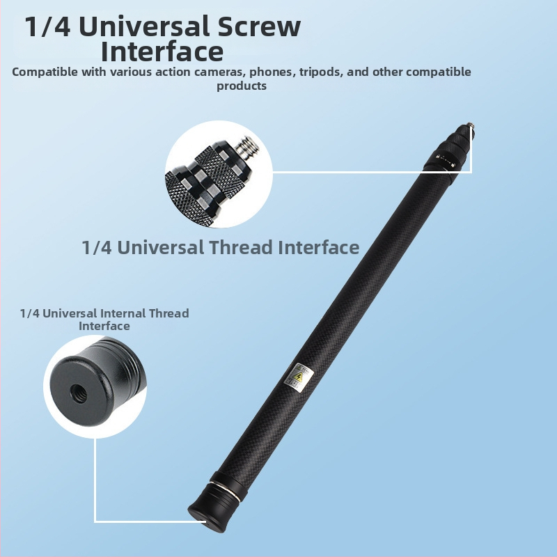 Oglekļa šķiedras selfie nūjiņa Insta360 One X2/X3 un GoPro — teleskopiska, 4 sadaļas, maksimālā slodze līdz 2 kg