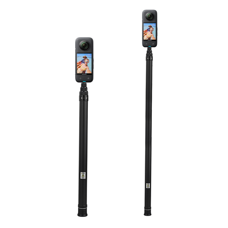 Baston selfie din fibră de carbon pentru Insta360 One X2/X3 și GoPro — telescopic, 4 secțiuni, încărcare max sub 2 kg