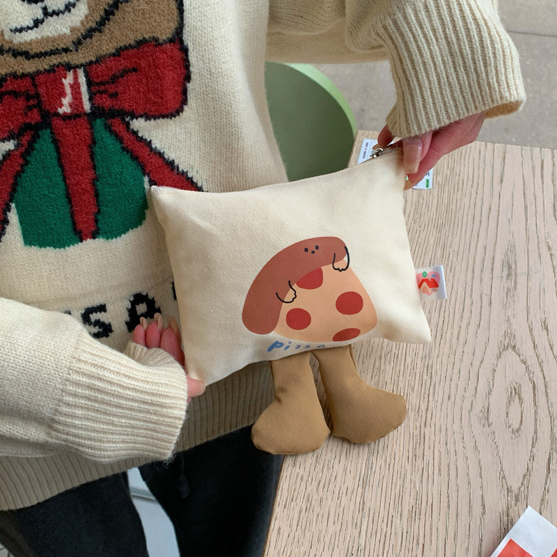 Vászonból készült érmeztárca anime mintával, uniszex, bélés nélkül, mindennapi használatra