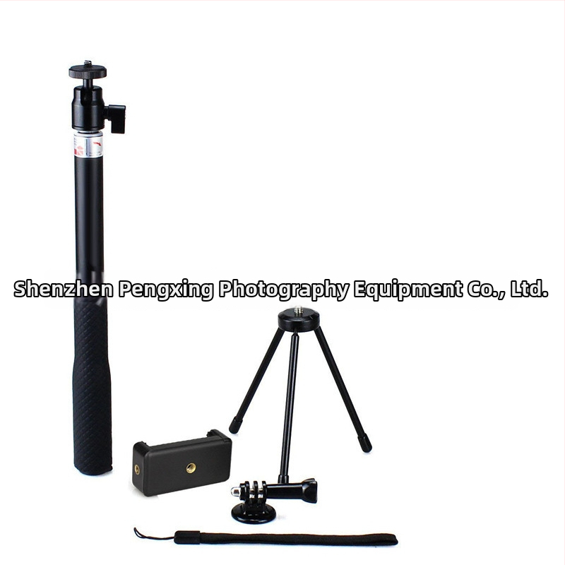 Selfie stick tripod GoPro HERO9 un pilnā GoPro sērija - alumīnija sakausējums, 4 sadaļas, logotipa druka pieejama, maksimālā slodze 2 kg