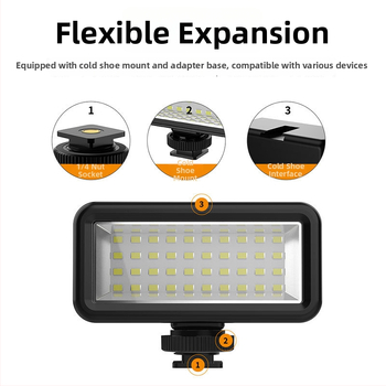 Sea Frog RGB gaisma GoPro un DJI action kamerām ar stiprinājumu, ABS korpuss, iebūvēta litija baterija, modelis SL-106, ūdensizturīgs līdz 40 m