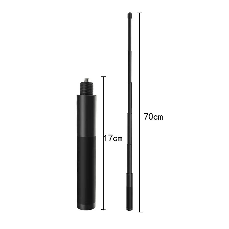 HB-120Z Țeavă extensibilă din aliaj de aluminiu, 7 secțiuni, pentru camere de acțiune și camere panoramice; compatibilă cu Insta360X4, GoPro, DJI Action 5; încărcare maximă 2 kg; imprimare logo disponibilă.