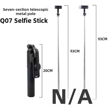 Q07 Bluetooth stojan na selfie pre mobil – hliníková zliatina + ABS, s diaľkovým ovládaním, vstavané svetlo, stabilizácia obrazu
