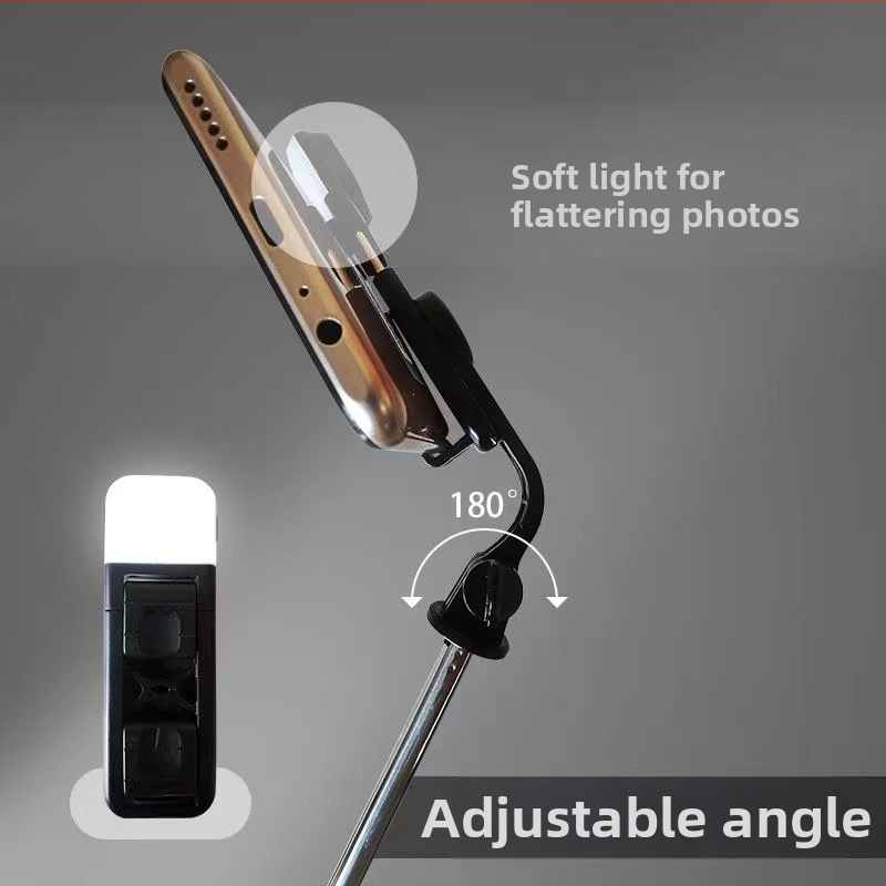 Q07 Bluetooth stojan na selfie pre mobil – hliníková zliatina + ABS, s diaľkovým ovládaním, vstavané svetlo, stabilizácia obrazu