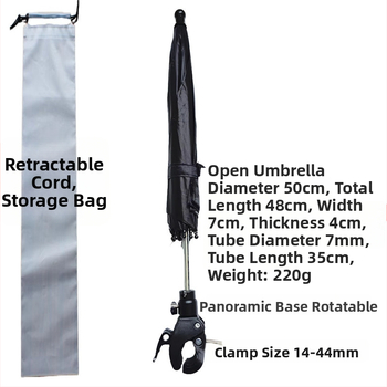 Trikojis laikiklis su saulės skėčiu lauko tiesioginei transliacijai – 8 ribų geležinė konstrukcija, poliesterio 210T audinys, UPF > 50