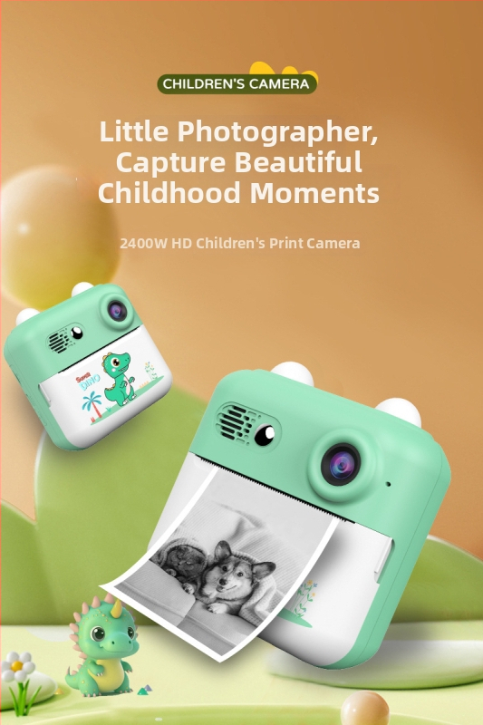 Detský okamžitý tlačiareň fotografií – kompaktný mini tlačiareň s vysokým rozlíšením, model A22C, 24 MP, 2,4 palca LCD, TF karta, výdrž batérie 3 hodiny.