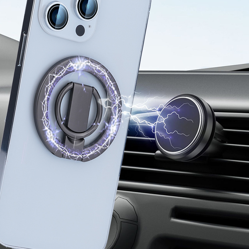 Prilagodljivi magnetski držač za auto s prstenom i MagSafe, magnetska stražnja pločica i stolni držač za telefon