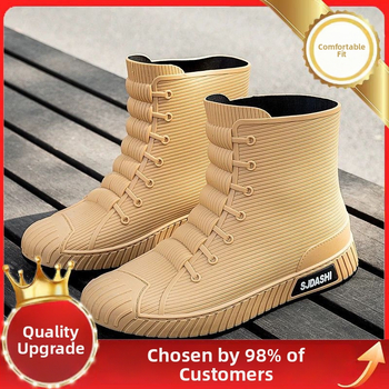 Neslidūs vandeniui atsparūs lietaus batai vidutinio ilgio, PVC viršus, fleece vidinis pamušalas