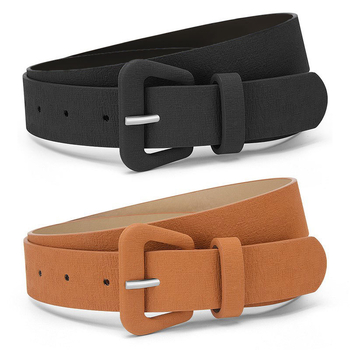 Moteriška PU odos diržas su lydinio sagtimi – paprastos, universalaus stiliaus; užsegimas sagtelės; plotis 2–4 cm