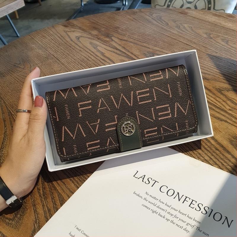 Μακρύ γυναικείο πορτοφόλι από PVC με πολλαπλές θήκες καρτών, κλιπ χαρτονομισμάτων, θήκη με φερμουάρ, εσωτερική επένδυση από γνήσιο δέρμα, μοντέλο 22110