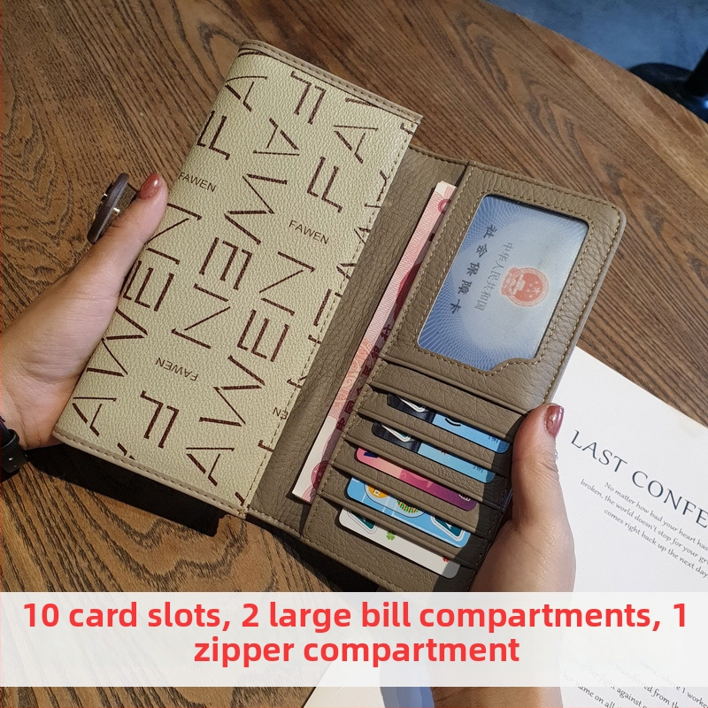 Μακρύ γυναικείο πορτοφόλι από PVC με πολλαπλές θήκες καρτών, κλιπ χαρτονομισμάτων, θήκη με φερμουάρ, εσωτερική επένδυση από γνήσιο δέρμα, μοντέλο 22110