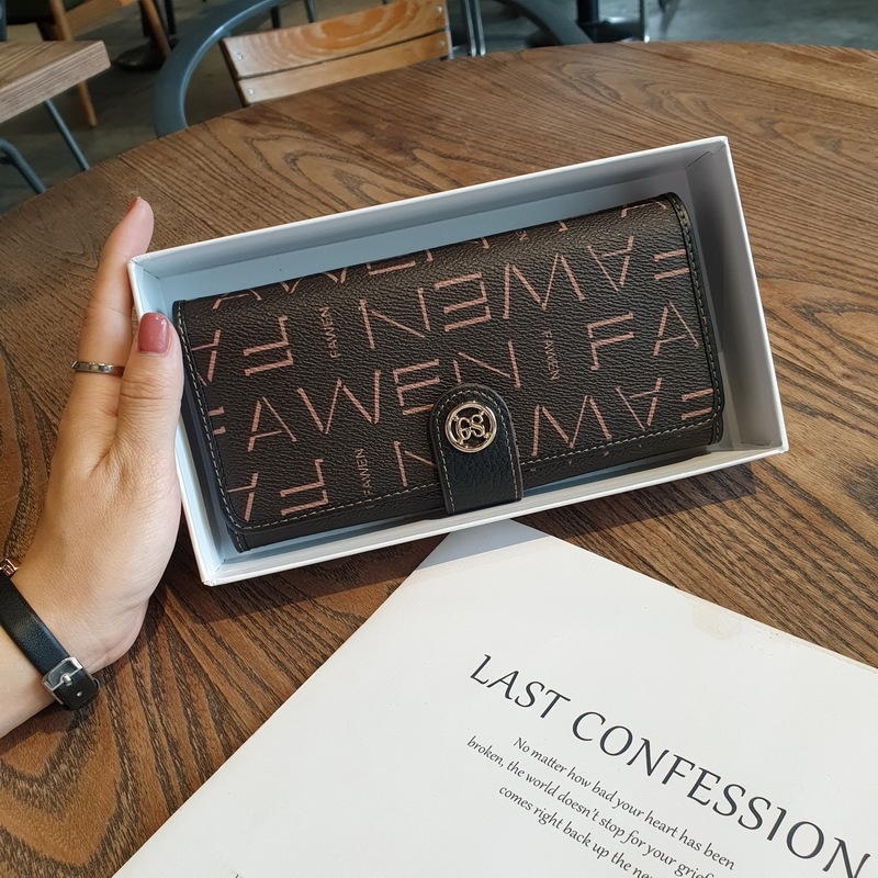 Μακρύ γυναικείο πορτοφόλι από PVC με πολλαπλές θήκες καρτών, κλιπ χαρτονομισμάτων, θήκη με φερμουάρ, εσωτερική επένδυση από γνήσιο δέρμα, μοντέλο 22110