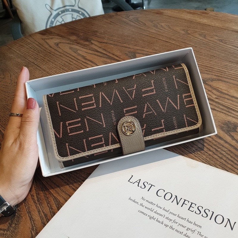 Μακρύ γυναικείο πορτοφόλι από PVC με πολλαπλές θήκες καρτών, κλιπ χαρτονομισμάτων, θήκη με φερμουάρ, εσωτερική επένδυση από γνήσιο δέρμα, μοντέλο 22110