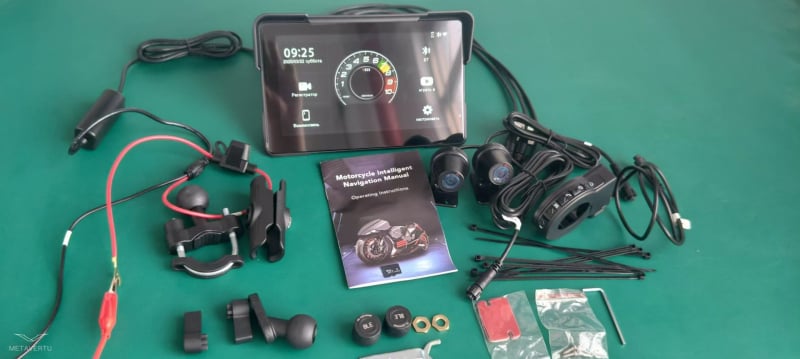 Motociklo priekinė ir galinė 2K vaizdo kamera su dvigubu įrašu, 160° matymo kampas, TF kortelė iki 256 GB, maitinimas 9–24V