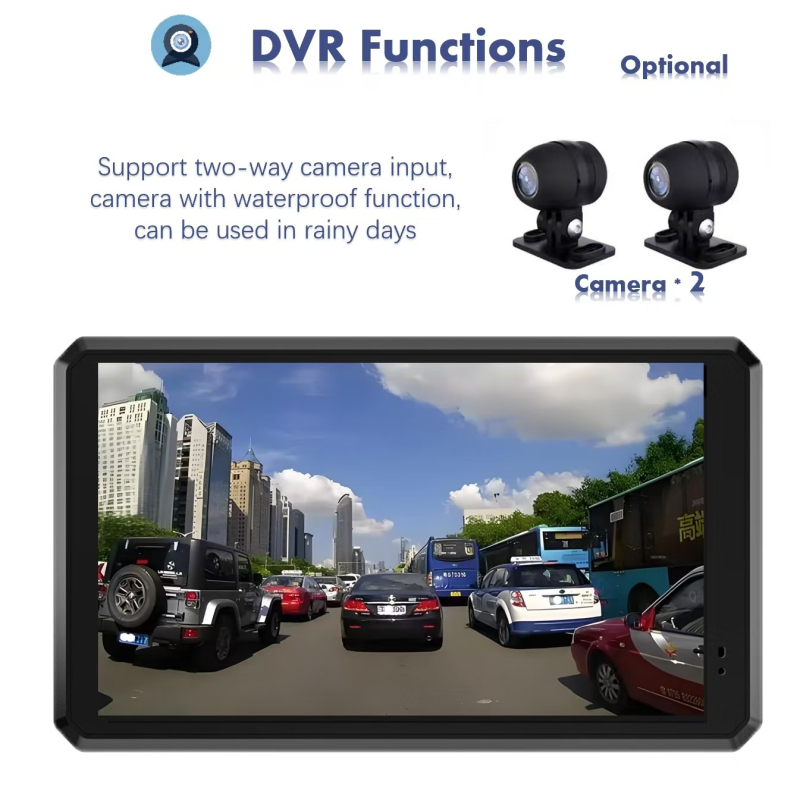 Motociklo priekinė ir galinė 2K vaizdo kamera su dvigubu įrašu, 160° matymo kampas, TF kortelė iki 256 GB, maitinimas 9–24V