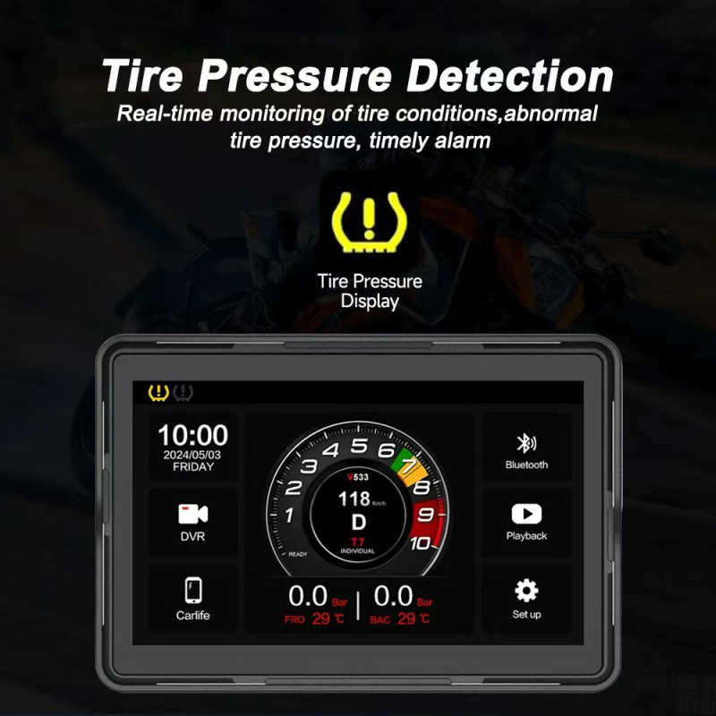 Motociklo priekinė ir galinė 2K vaizdo kamera su dvigubu įrašu, 160° matymo kampas, TF kortelė iki 256 GB, maitinimas 9–24V