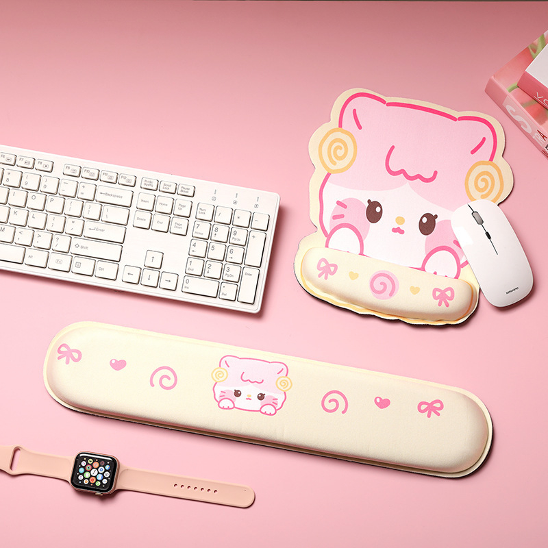 Podloga za zglob miša s mačjim dizajnom - mala podloga, prirodni kaučuk, jednostrana, traka za zglob, toplinski prijenos