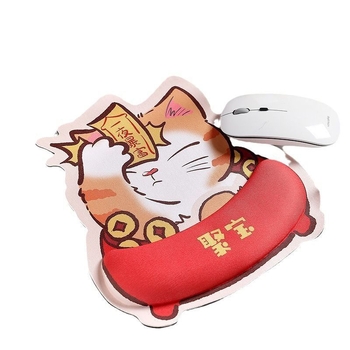 Padă mică pentru mouse cu sprijin pentru încheietură - cauciuc natural, suprafață prietenoasă cu calculatorul, design prin transfer de căldură, covoraș de birou în stil desen animat