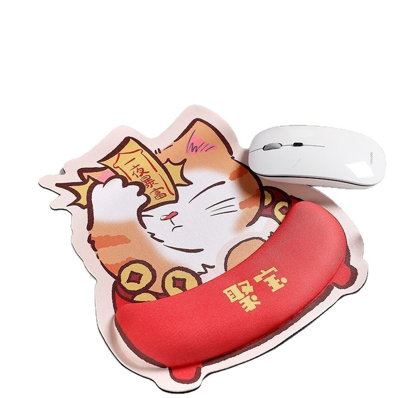 Padă mică pentru mouse cu sprijin pentru încheietură - cauciuc natural, suprafață prietenoasă cu calculatorul, design prin transfer de căldură, covoraș de birou în stil desen animat