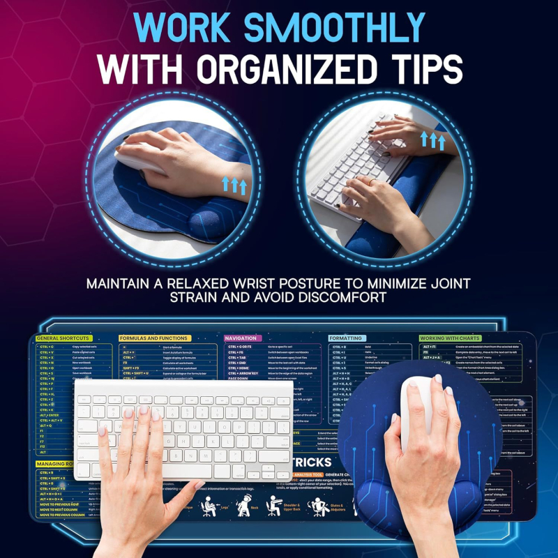 Covoraș de birou cu suport pentru încheietură, din cauciuc și țesătură, transfer termic, OEM/personalizabil