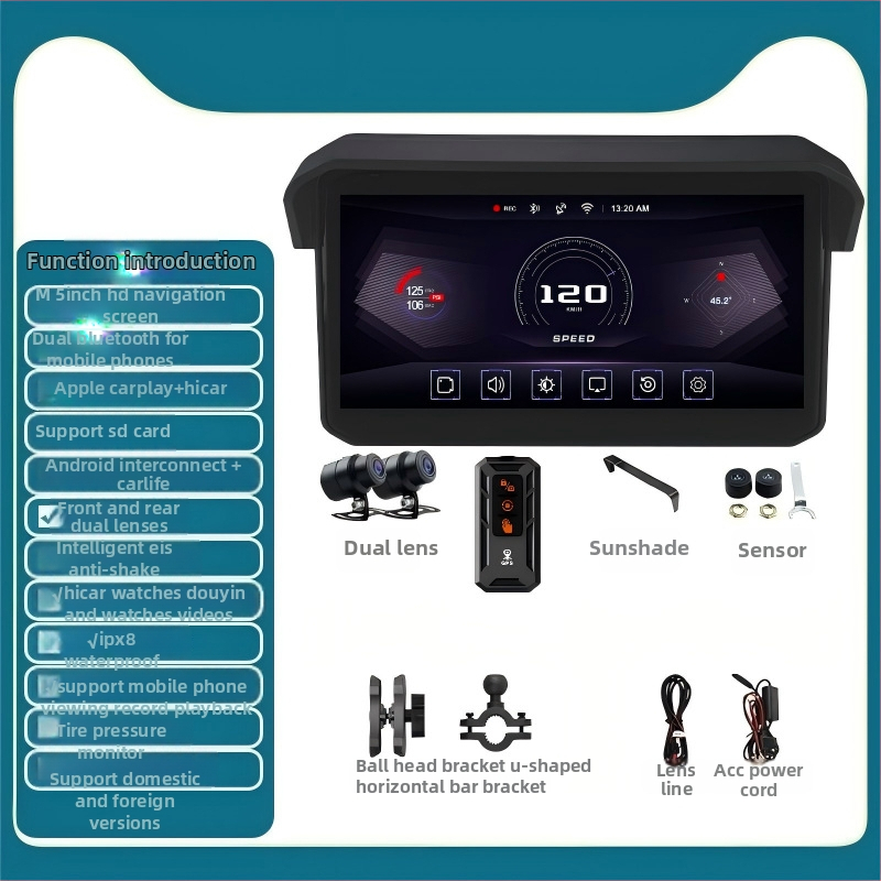 Mt12 mootorratta sõiduregistrija, 140° vaateväli, 3 MP sensor, TF-kaardi salvestus kuni 256 GB, 12V toide