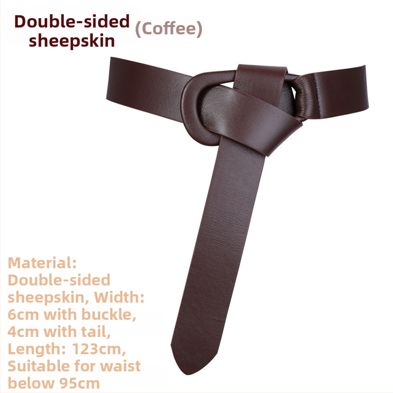 Moteriškas tikros odos paltas su plačiu diržu, dvipusė avies oda, automatinė sagtis, vienos spalvos