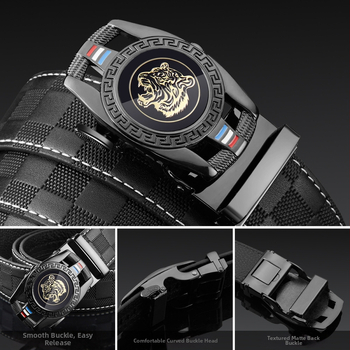 Dante vyriška dirža iš pirmosios odos sluoksnio su kvadratine raštine, lydinio sagtis, automatinis užsegimas, verslo stilius