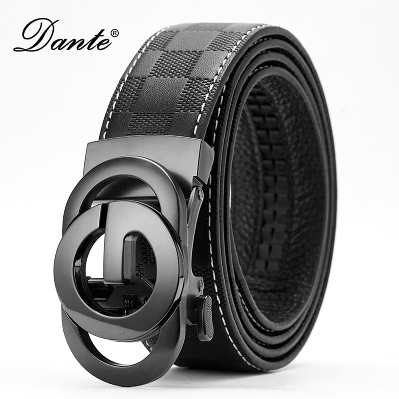 Dante vyriška dirža iš pirmosios odos sluoksnio su kvadratine raštine, lydinio sagtis, automatinis užsegimas, verslo stilius