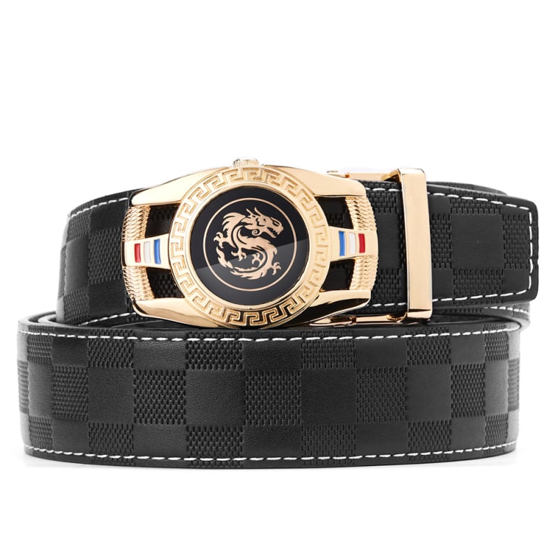 Dante vyriška dirža iš pirmosios odos sluoksnio su kvadratine raštine, lydinio sagtis, automatinis užsegimas, verslo stilius