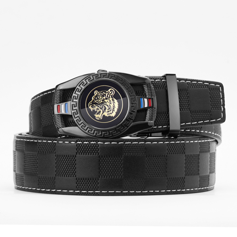 Dante vyriška dirža iš pirmosios odos sluoksnio su kvadratine raštine, lydinio sagtis, automatinis užsegimas, verslo stilius