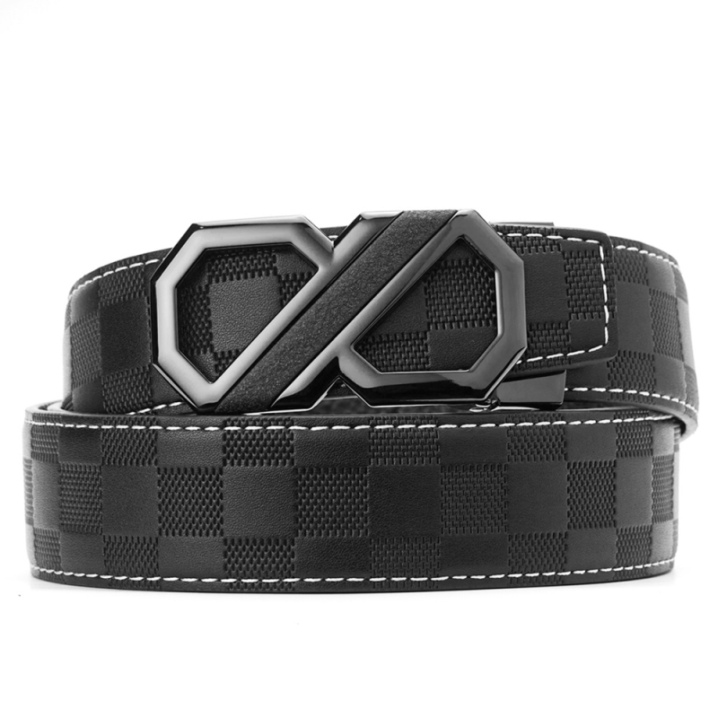 Dante vyriška dirža iš pirmosios odos sluoksnio su kvadratine raštine, lydinio sagtis, automatinis užsegimas, verslo stilius