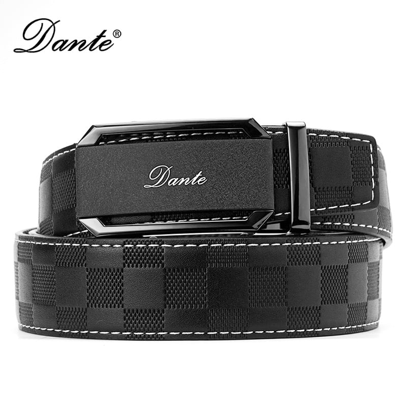 Dante vyriška dirža iš pirmosios odos sluoksnio su kvadratine raštine, lydinio sagtis, automatinis užsegimas, verslo stilius
