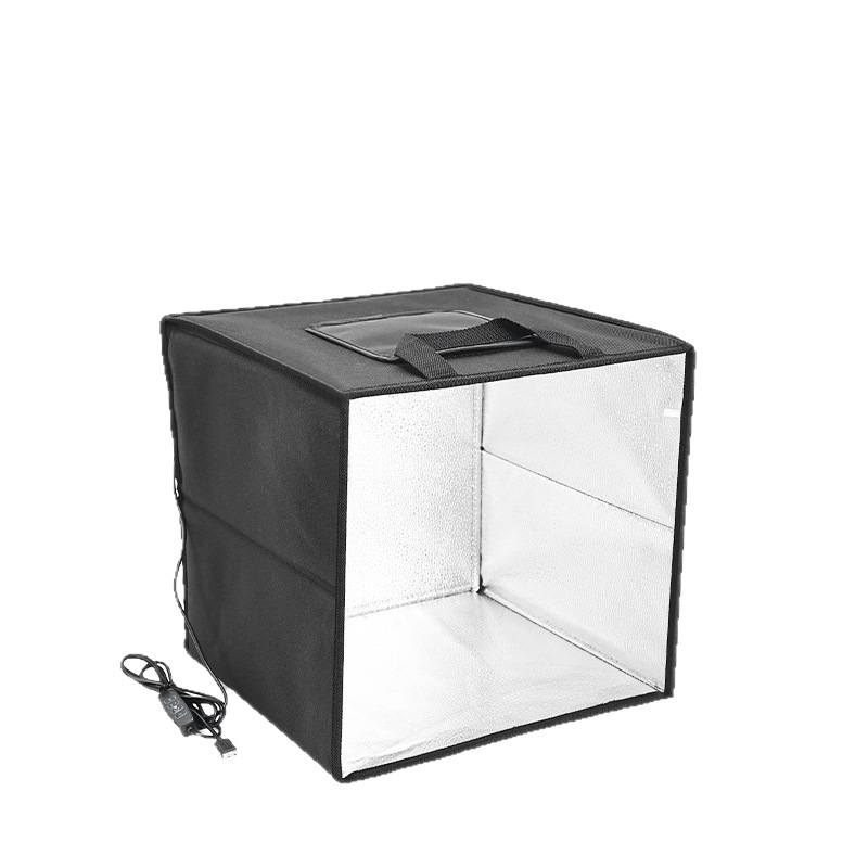 Cutie foto de studio pliabilă cu iluminare LED, model B40, include hârtie de fundal, greutate 2 kg