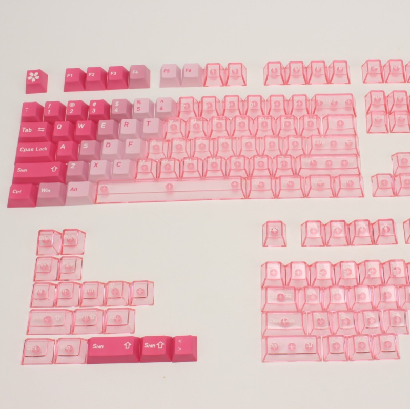 Prozirne kapice tipki za mehaničke tipkovnice — univerzalno za 61/87/98/104 tipki; materijal ABS; vodootporne; bez pozadinskog osvjetljenja; uključuje kapice i alat za vađenje tipki