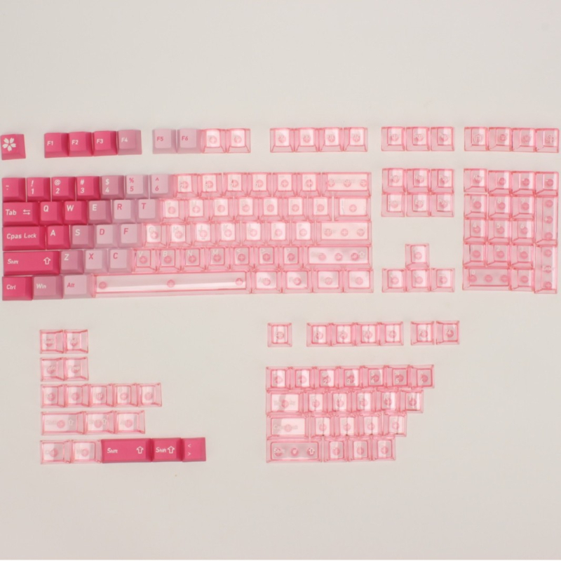 Prozirne kapice tipki za mehaničke tipkovnice — univerzalno za 61/87/98/104 tipki; materijal ABS; vodootporne; bez pozadinskog osvjetljenja; uključuje kapice i alat za vađenje tipki